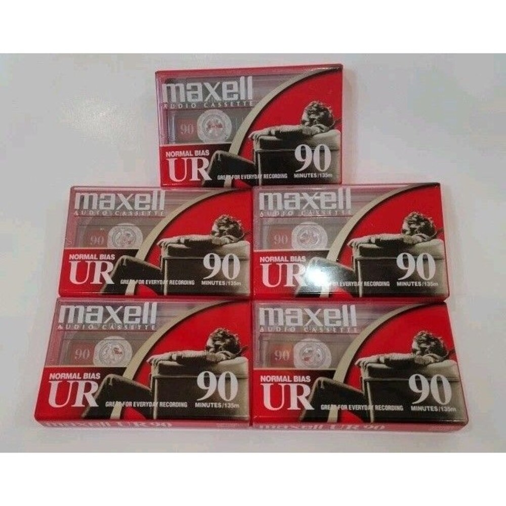Lot of 5 NEW Maxell UR 60 Blank Audio Cassette Tapes 60 Min Normal Bias & 1 UR90